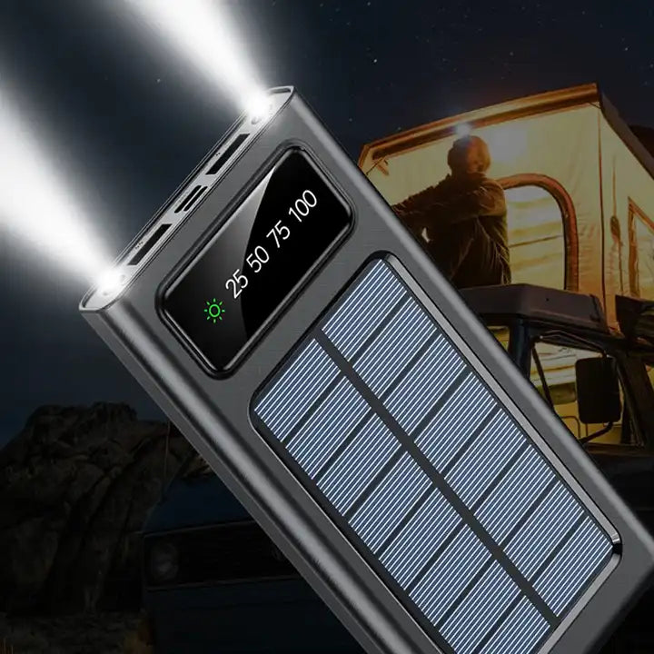 Solar Power Bank 20000 MAh, Fast Charging Built in Cable