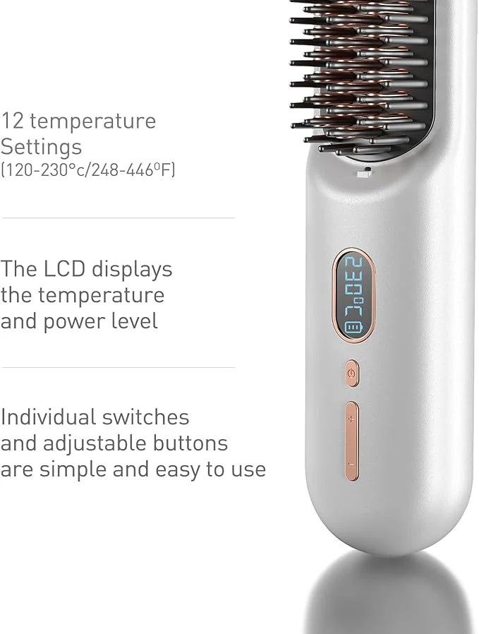 Portable Cordless Hair Straightener Brush