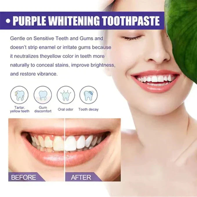 Say cheese with Confidence - Purple Whitening Toothpaste - Buy 1 Get 1 Free